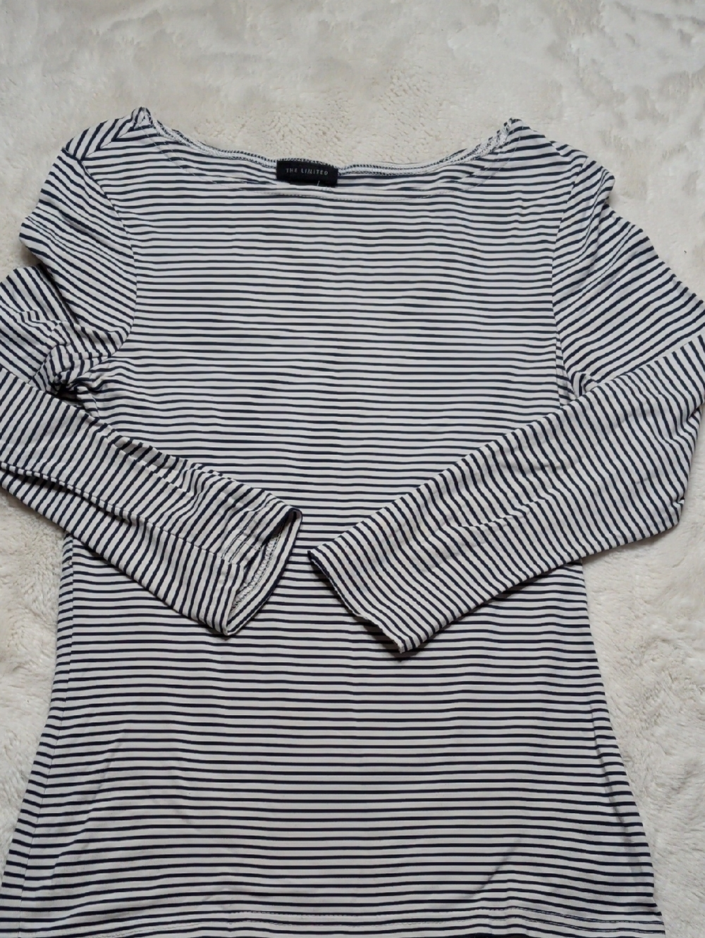 The Limited Navy & White Striped Long-Sleeve Top